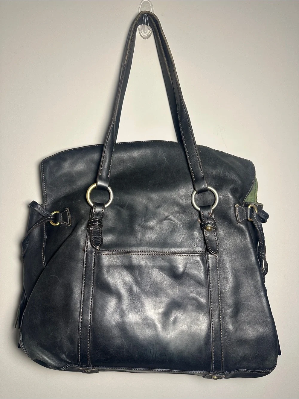 Dooney & Bourke black weekender large heavy leather bag with zipper